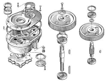 Внутренние шестерни и состав редуктор ТСН 00.760